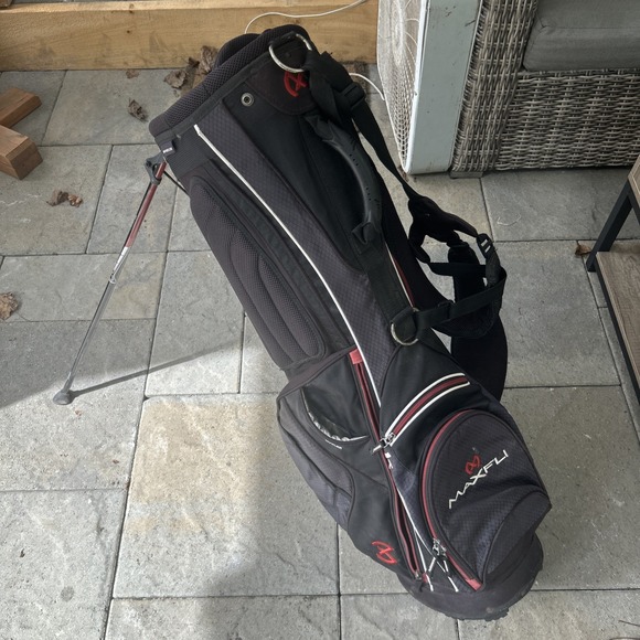 Maxfli U Series Flo-Bag 4.0 Golf Bag • 5-Way Stand & Cart • Black/Gray/Red
